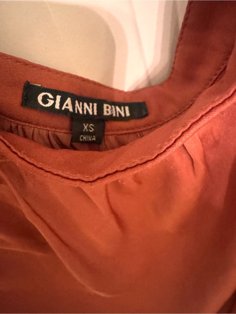Gianni Bini Burnt Orange Silk Blouse